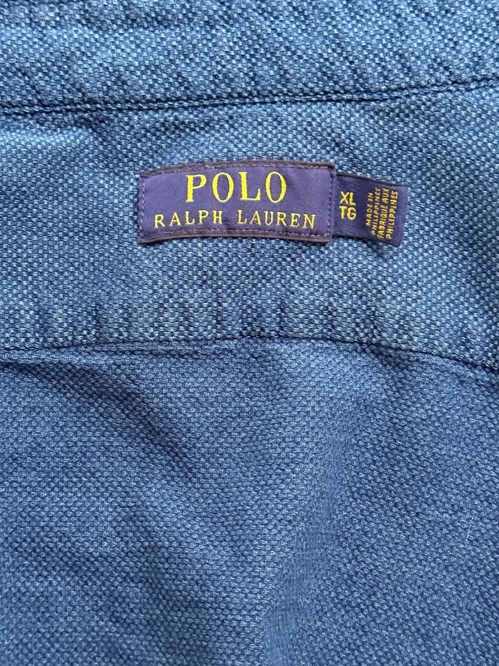 Vintage Ralph Lauren Navy Textured Button-Down Shirt Oversized Woman ( men XL) - Picture 7 of 10